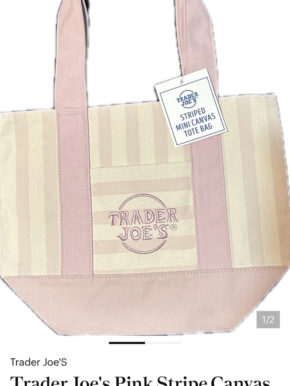 Pink Stripe Canvas Tote Bag